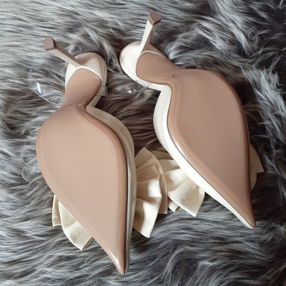 Nwot Zara Cream Bow Detail Women's Heels - Picture 6 of 13